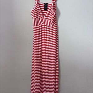 Spense Orange and White Striped Maxi Dress